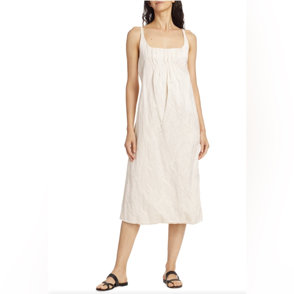 ALTUZARRA Jerry Crinkled Shift Midi-Dress, $1595 Ivory. Size 40 (8)
